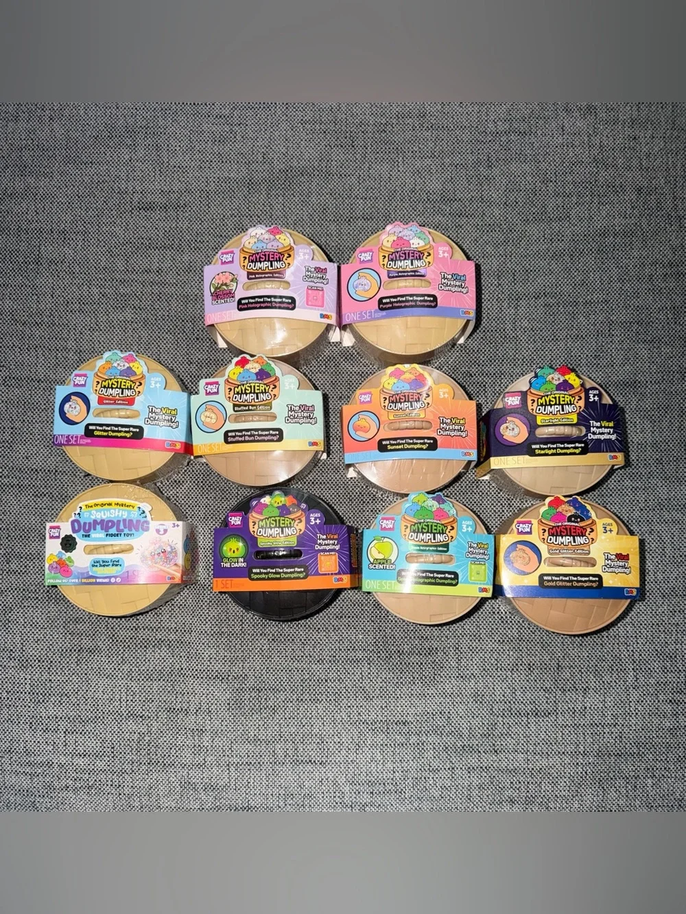 10 RARE Gold Sunset Glitter Spooky Glow Squishy Dumpling Set Crazy Fun RMS